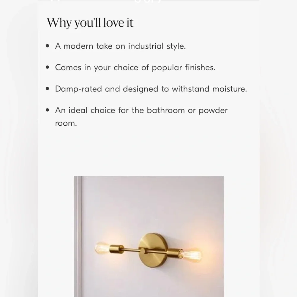 West Elm New In Box Mobile 2 light sconce damp antique brass